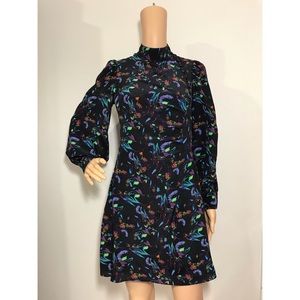 Tanya Taylor Women's Dress 100% Silk Floral printed mock neck Size 2